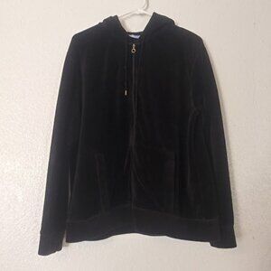 Pacer Women's size M black hooded velour jacket